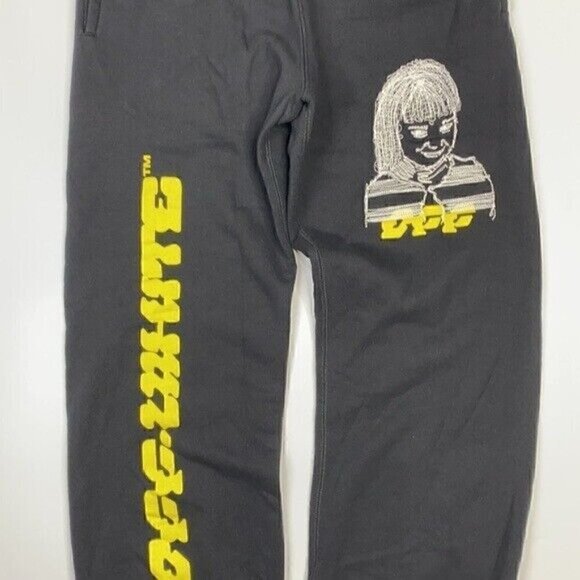 Off-White c/o Virgil Abloh Disrupted Logo Slim Black Sweatpants Size Large - Picture 3 of 12
